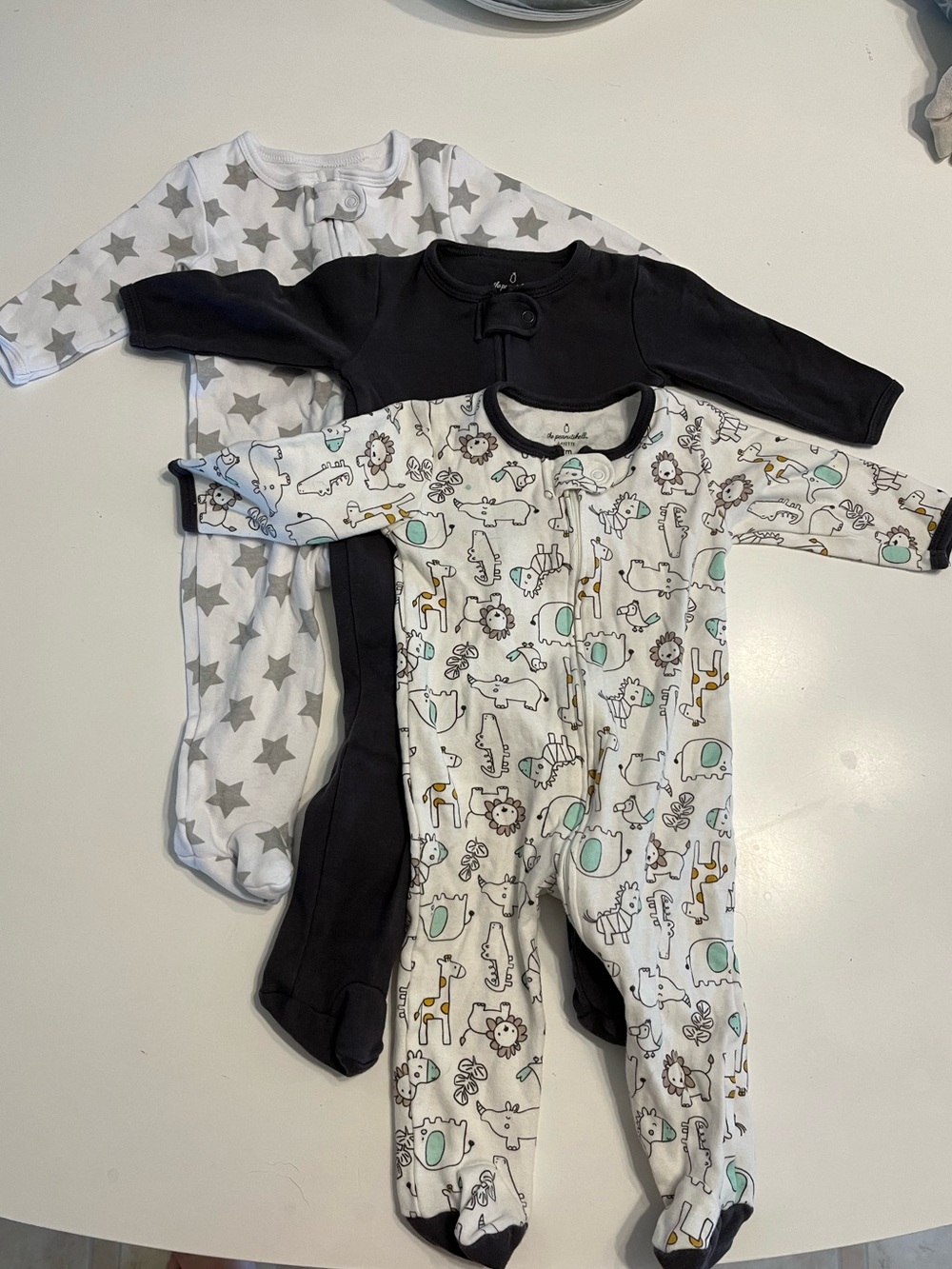 3pc zip up footie pajamas set